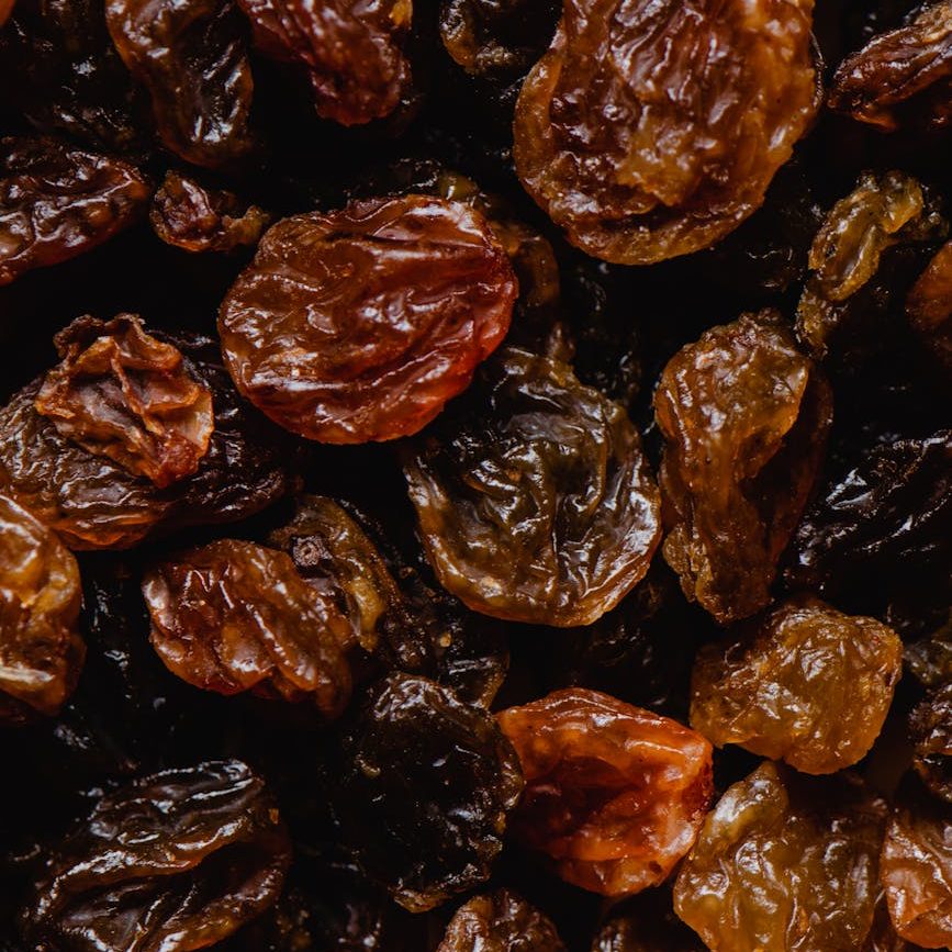 close up shot of raisins